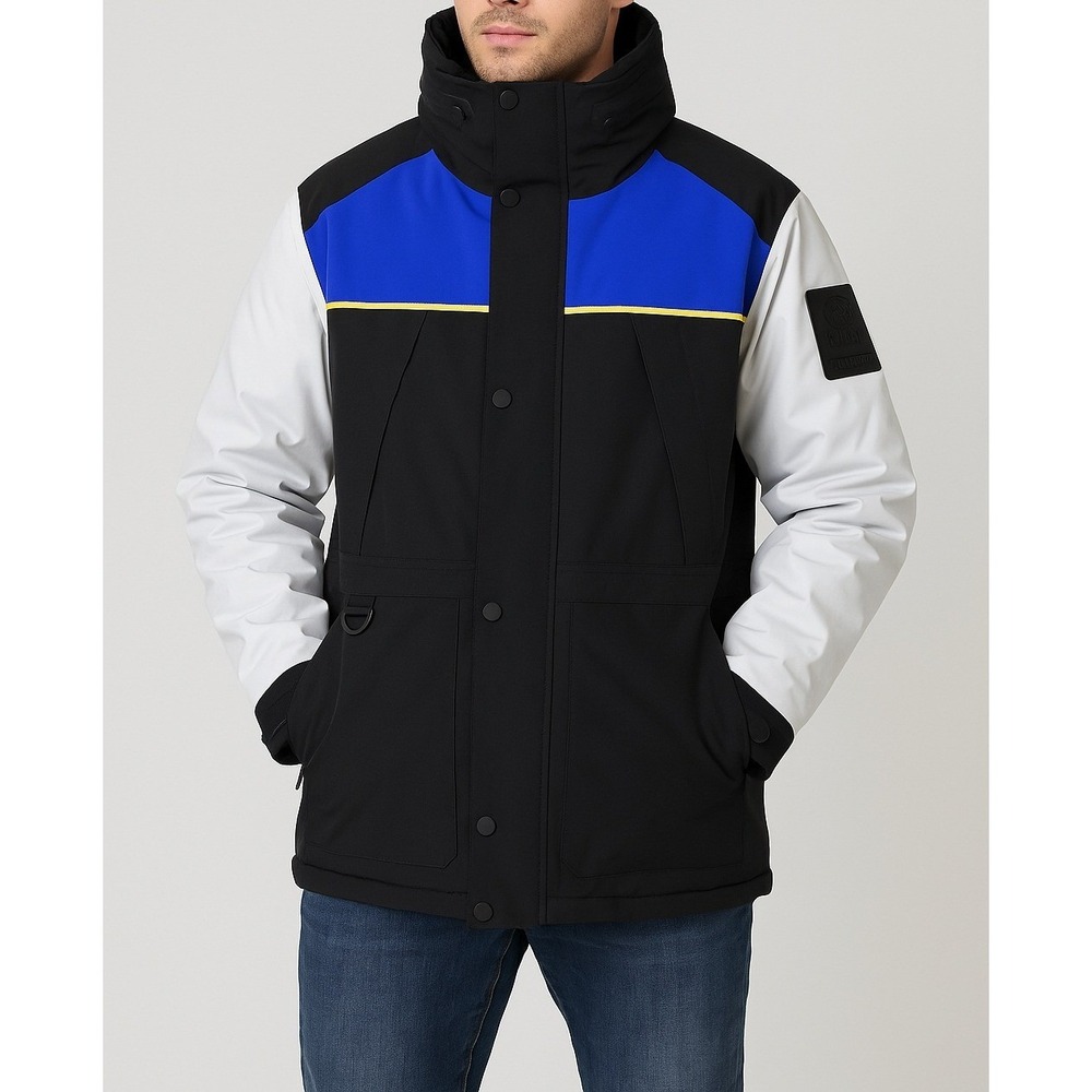Kanuk Ski-Doo Mens Colorblock Ski Jacket Black Blue‎ White Ski Snowboard Sz LG